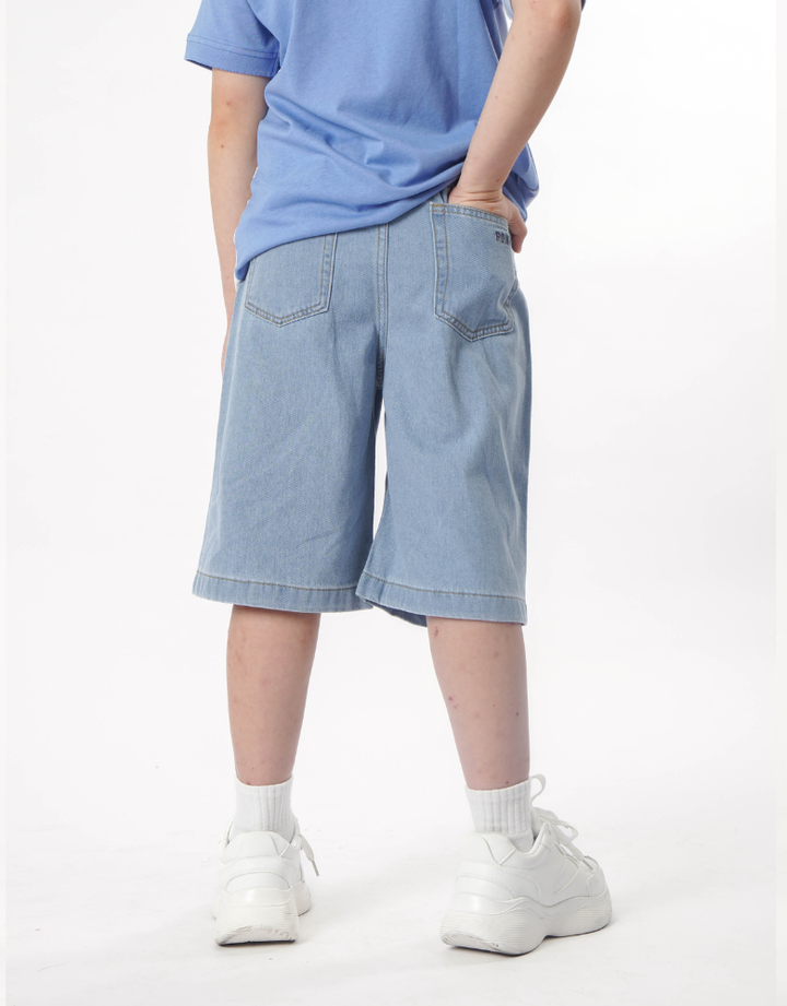 Denim Wide Leg Bermuda Shorts