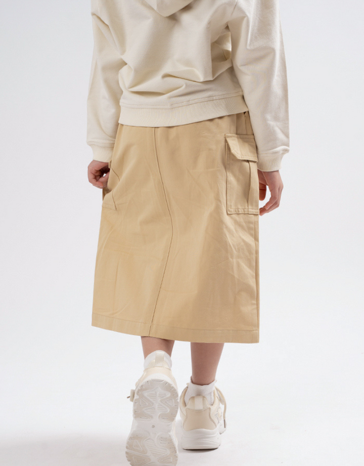 Poney Girls Khaki Twill Cargo Long Skirt