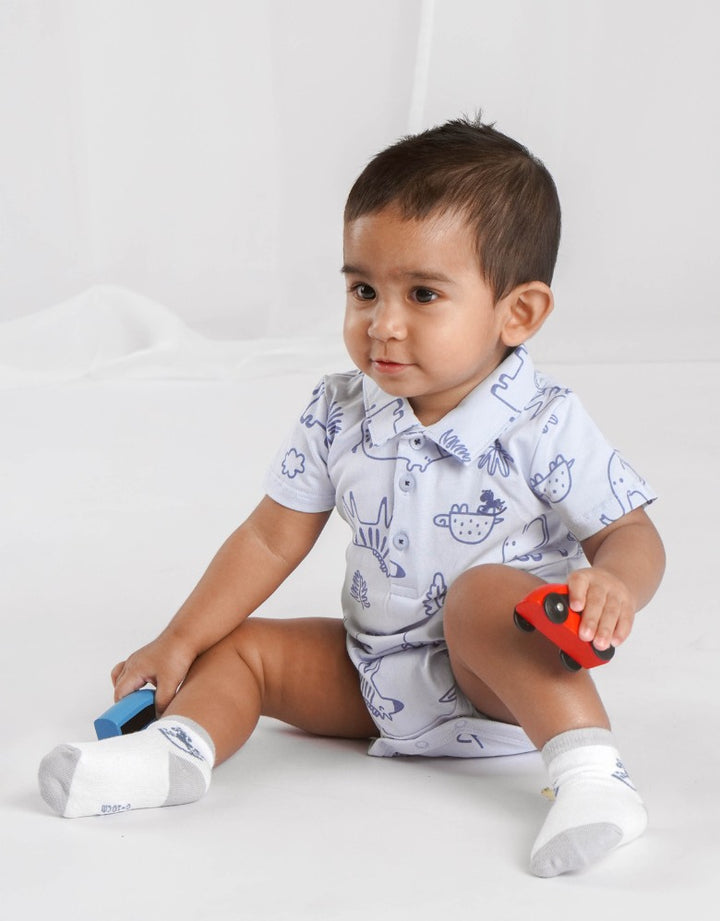 Safari Print Short Sleeve Polo Bodysuit