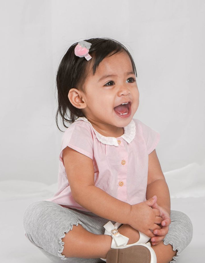 Girls Pink Short Sleeve Blouse and Legging Set