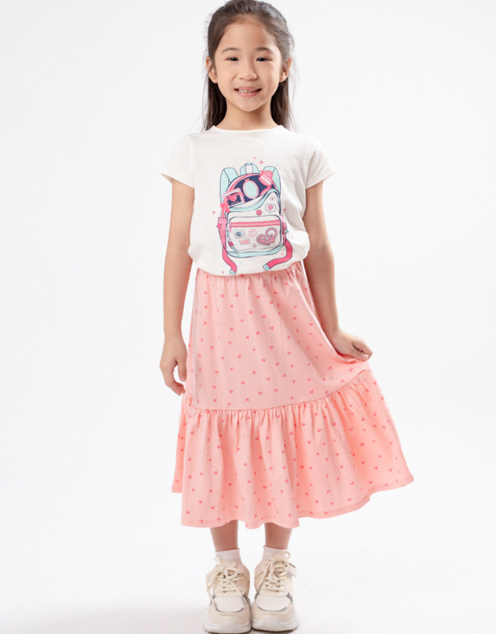 Poney Girls Pink Full Of Love Long Skirt