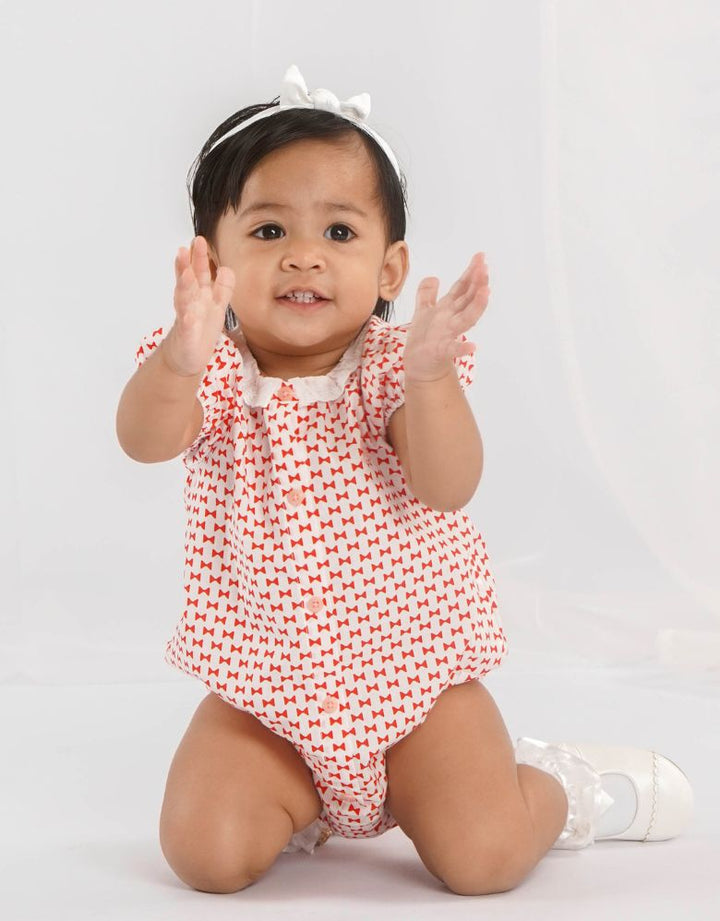 Bow Print Short Sleeve Bodysuit