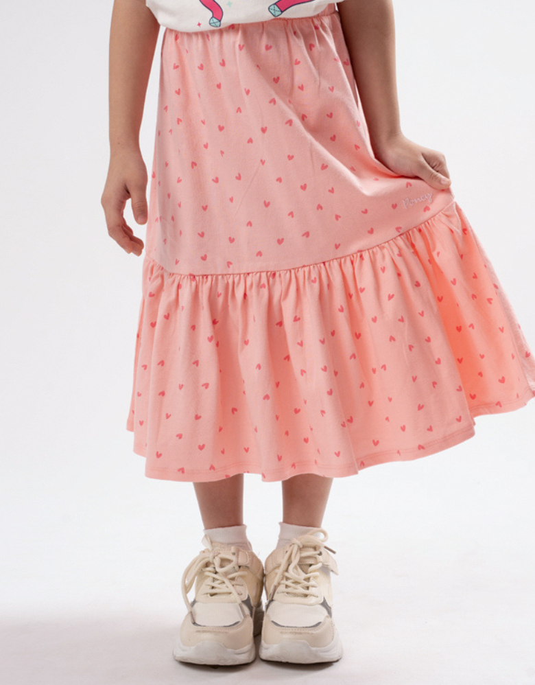 Poney Girls Pink Full Of Love Long Skirt