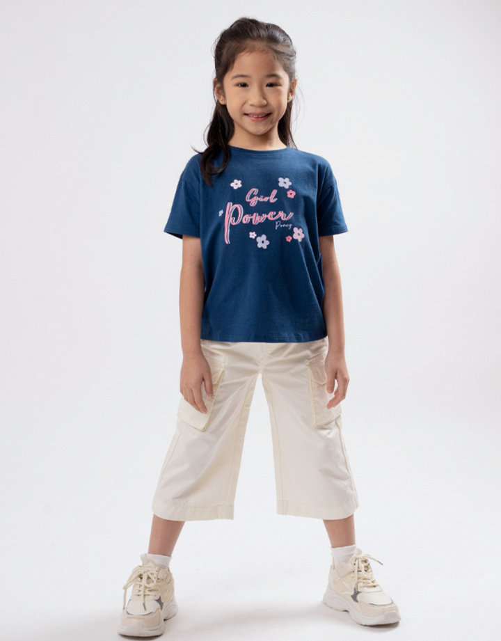 Poney Girls Girl Power Short Sleeve Navy Tee