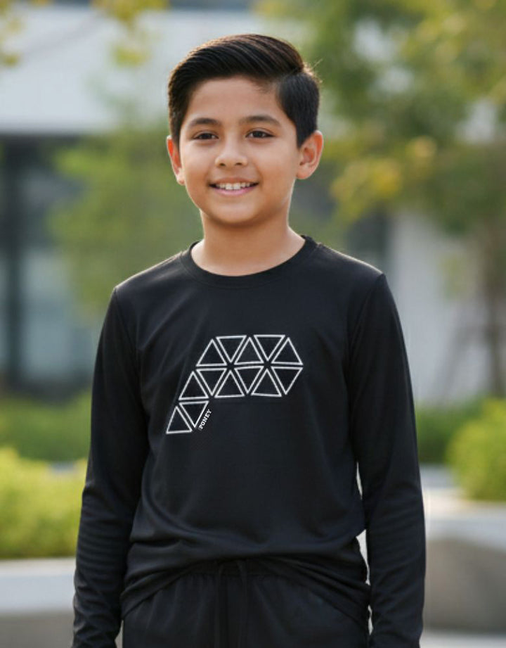 Black Round Neck Long Sleeve Top