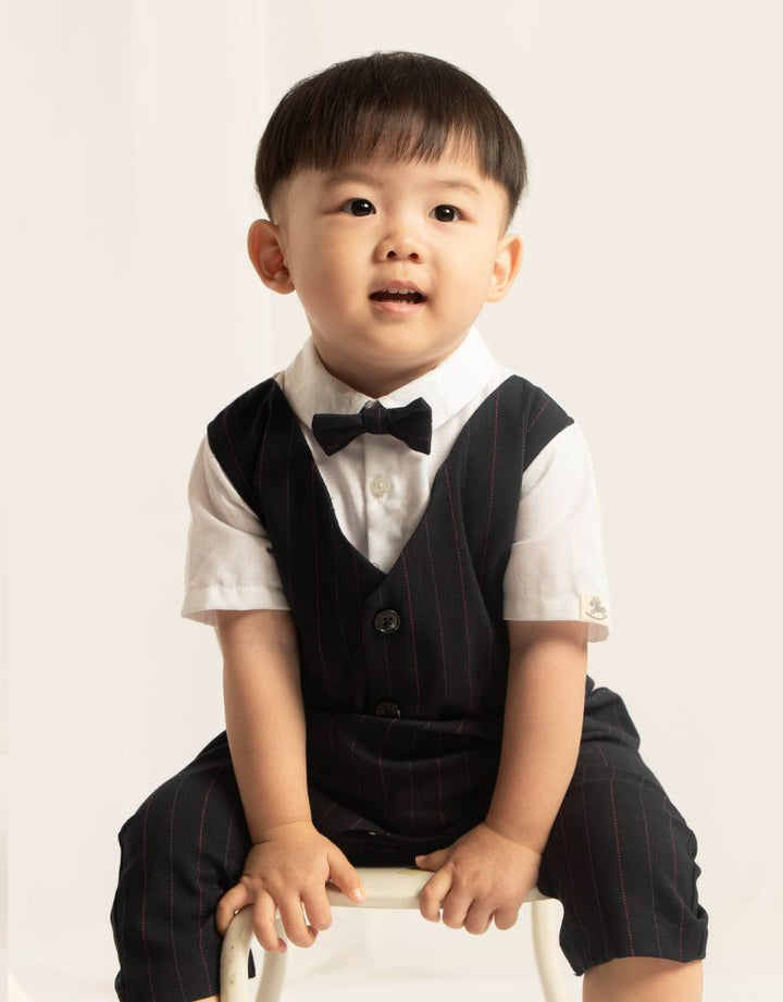 Poney Baby Boys Navy Classic Bodysuit With Vest