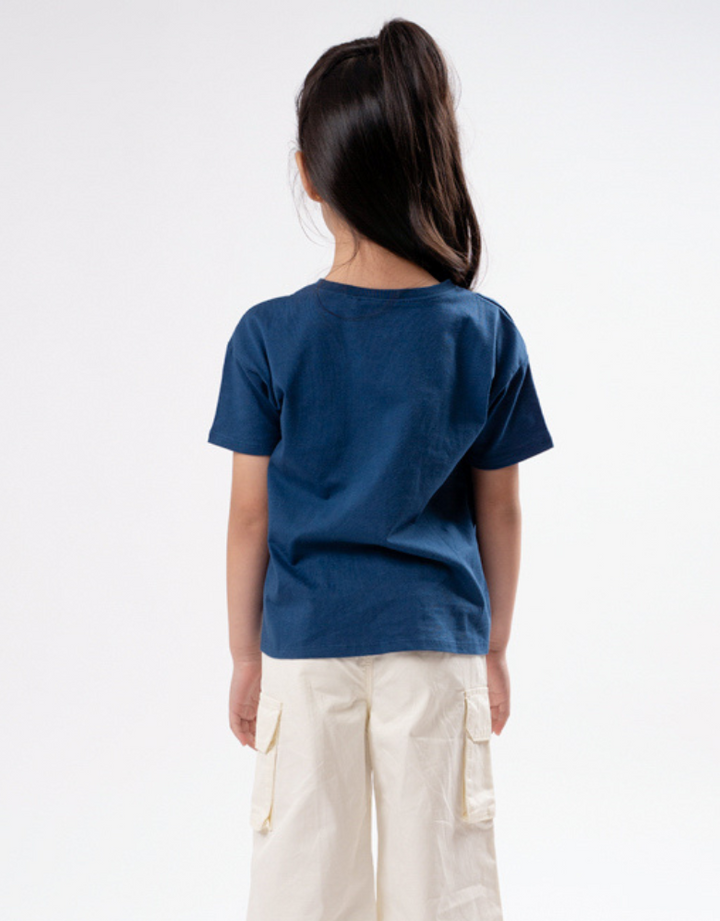 Poney Girls Girl Power Short Sleeve Navy Tee