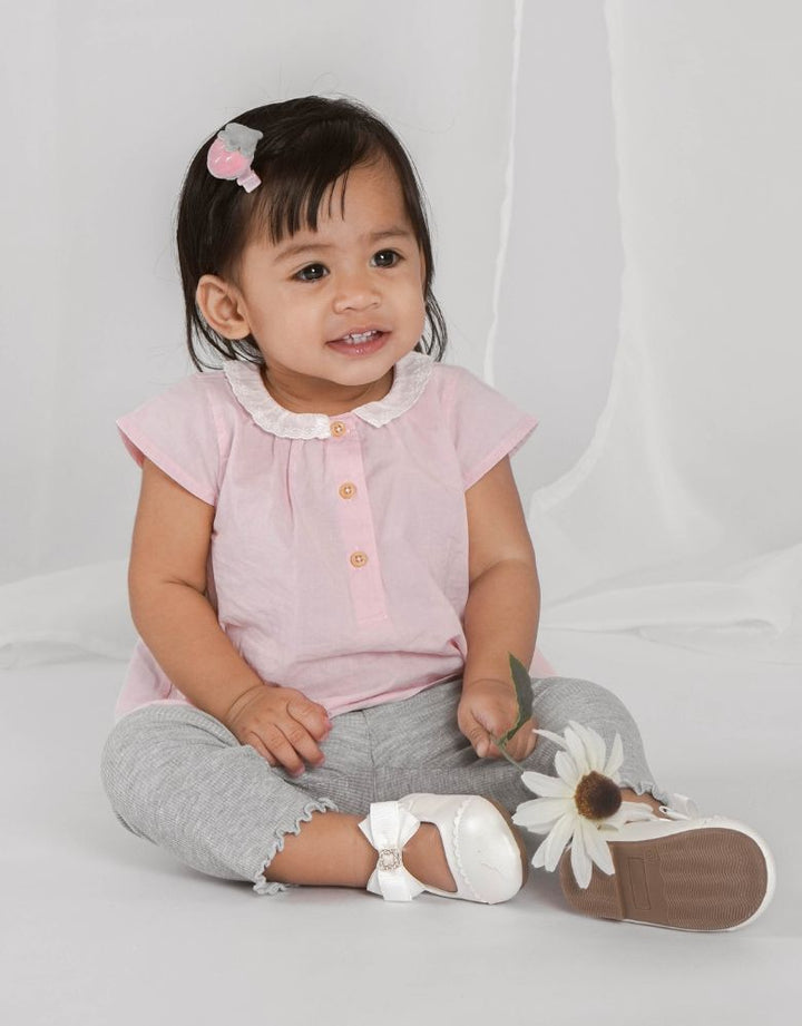 Girls Pink Short Sleeve Blouse and Legging Set