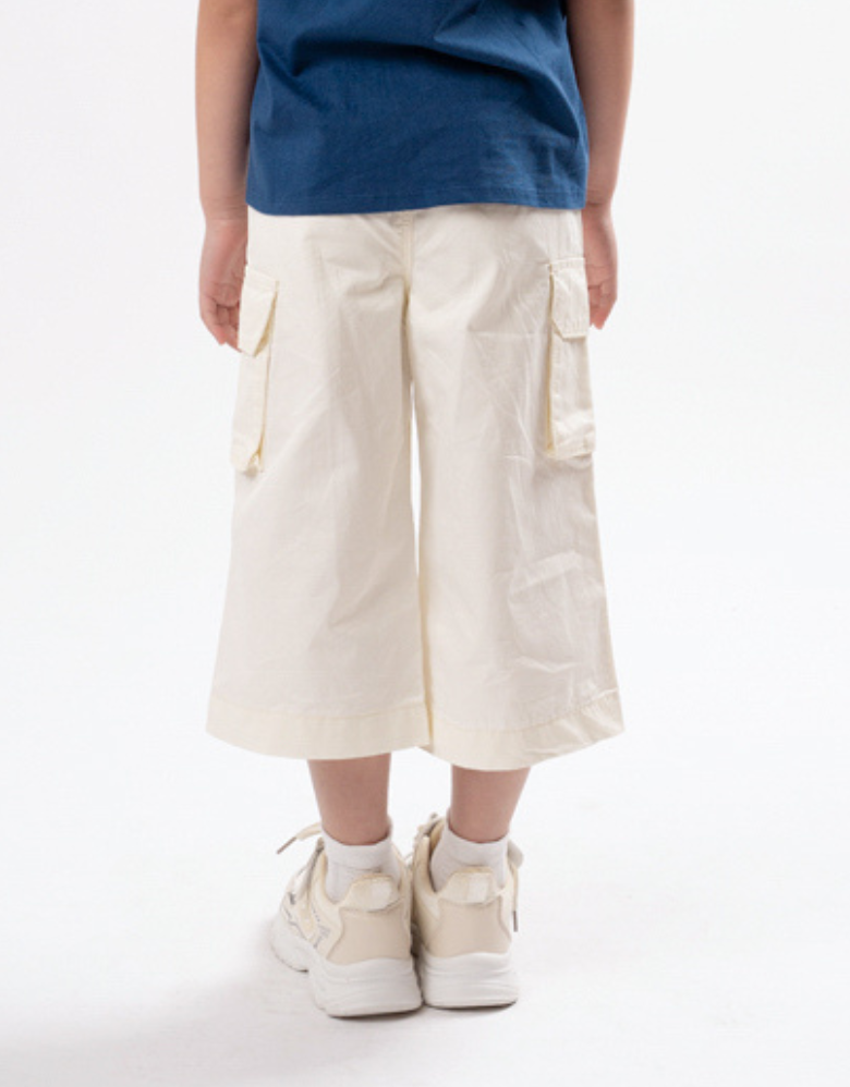 Poney Girls White 7/8 Cargo Long Pants