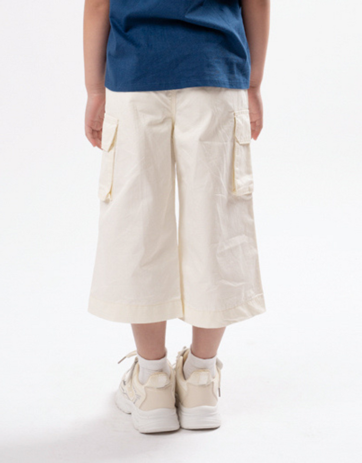 Poney Girls White 7/8 Cargo Long Pants