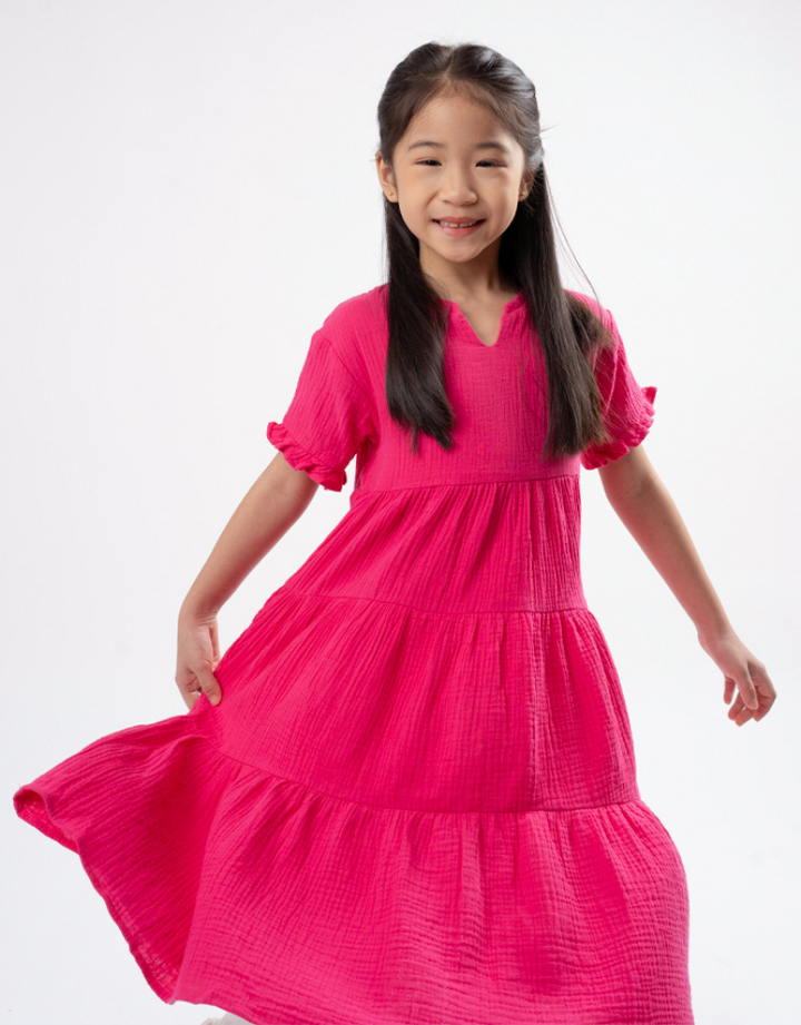 Poney Girls Fuchsia Magenta Sleeveless Midi Dress