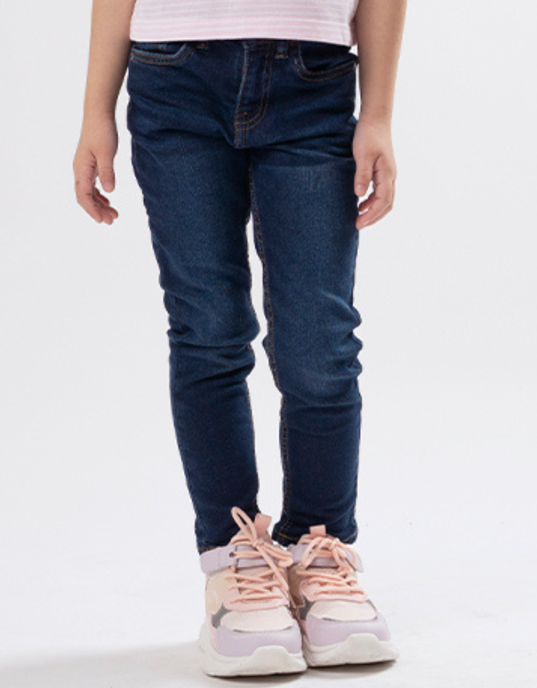Poney Girls Navy Embroidered “P” Skinny Zip-Up Jeans