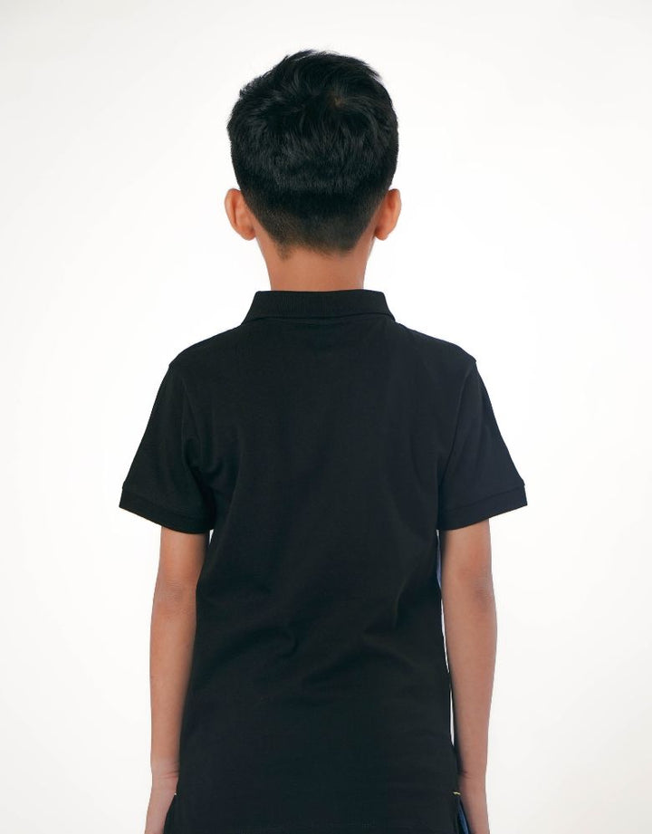 Black Cut & Sew Short Sleeve Polo