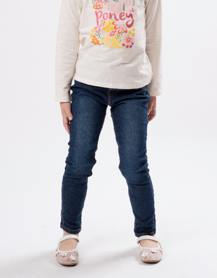 Poney Girls Navy Poney Skinny Zip-up Jeans