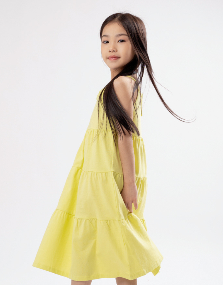 Poney Girls Lime Ribbon Knot Sleeveless Dress