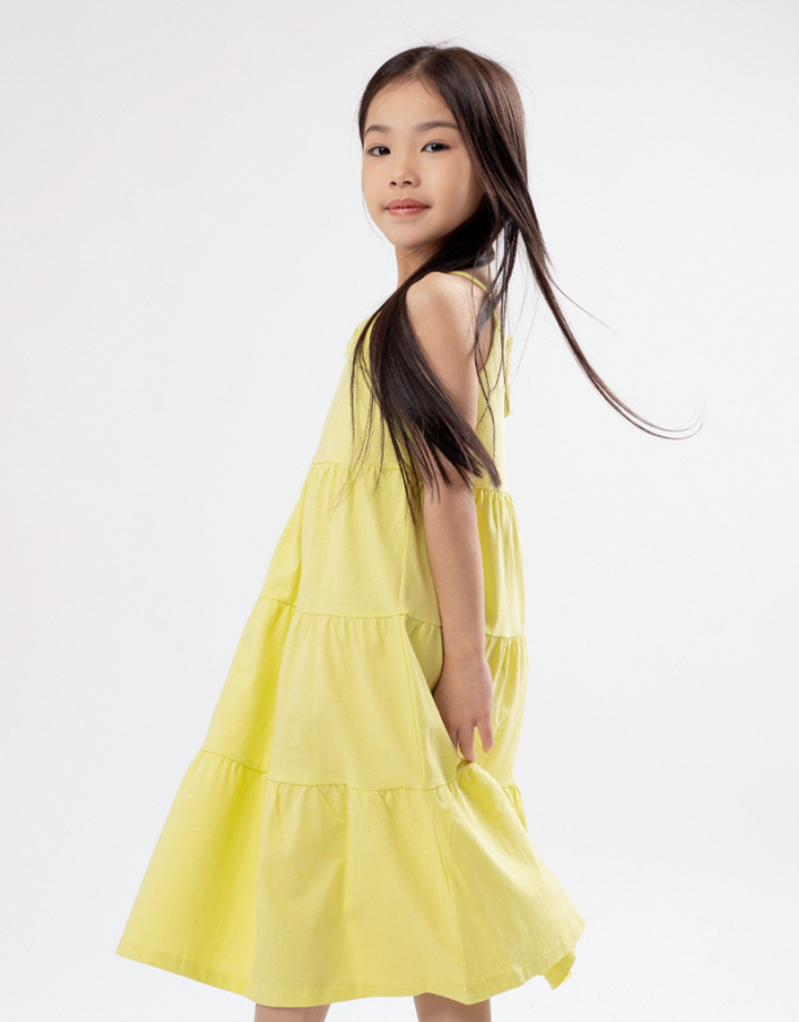 Poney Girls Lime Ribbon Knot Sleeveless Dress