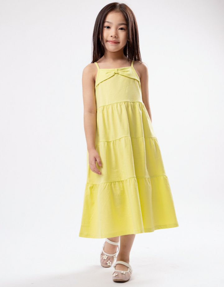 Poney Girls Lime Ribbon Knot Sleeveless Dress
