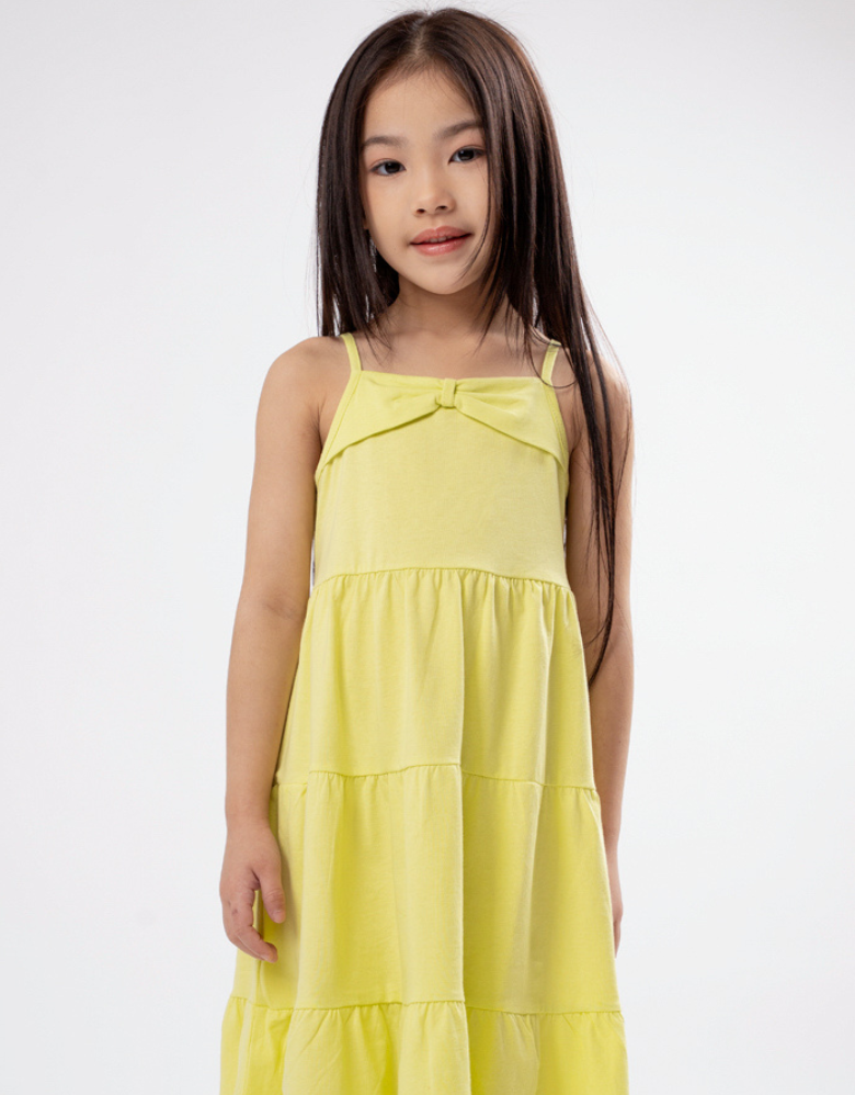 Poney Girls Lime Ribbon Knot Sleeveless Dress