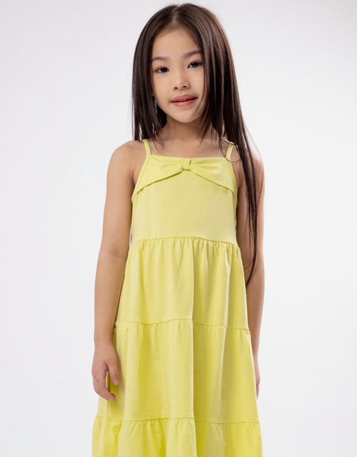 Poney Girls Lime Ribbon Knot Sleeveless Dress