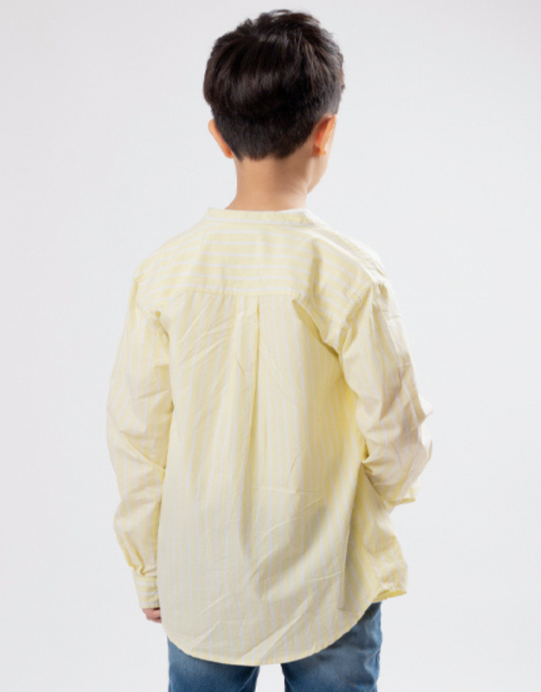 Boys Lime Yellow Striped Long Sleeve Shirt