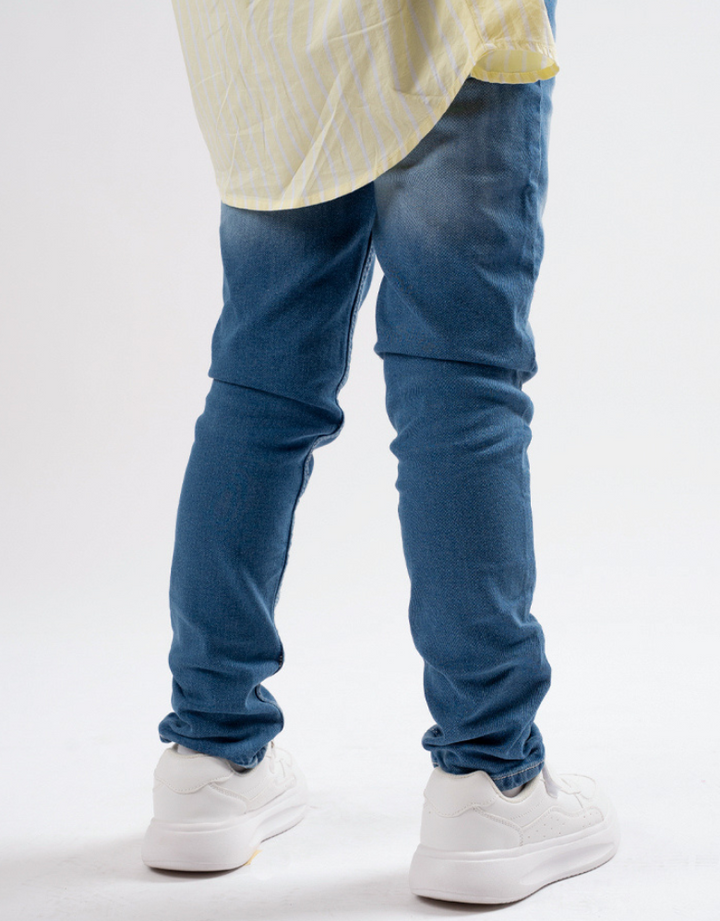 Poney Boys Medium Blue Embroidered “P” Slim Fit Jeans