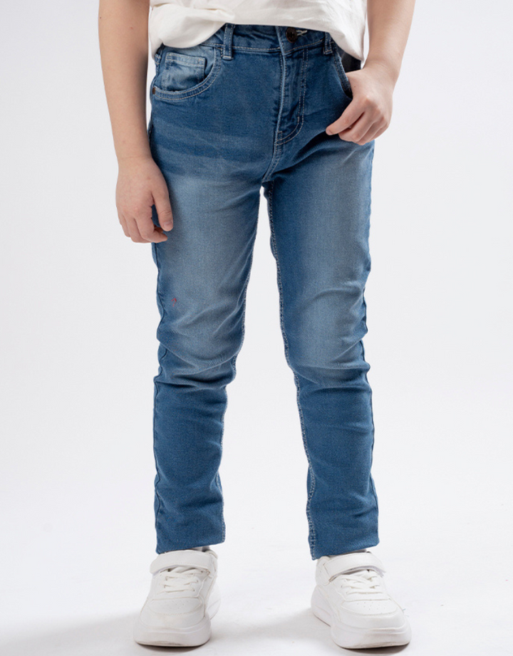 Poney Boys Medium Blue Embroidered “P” Slim Fit Jeans