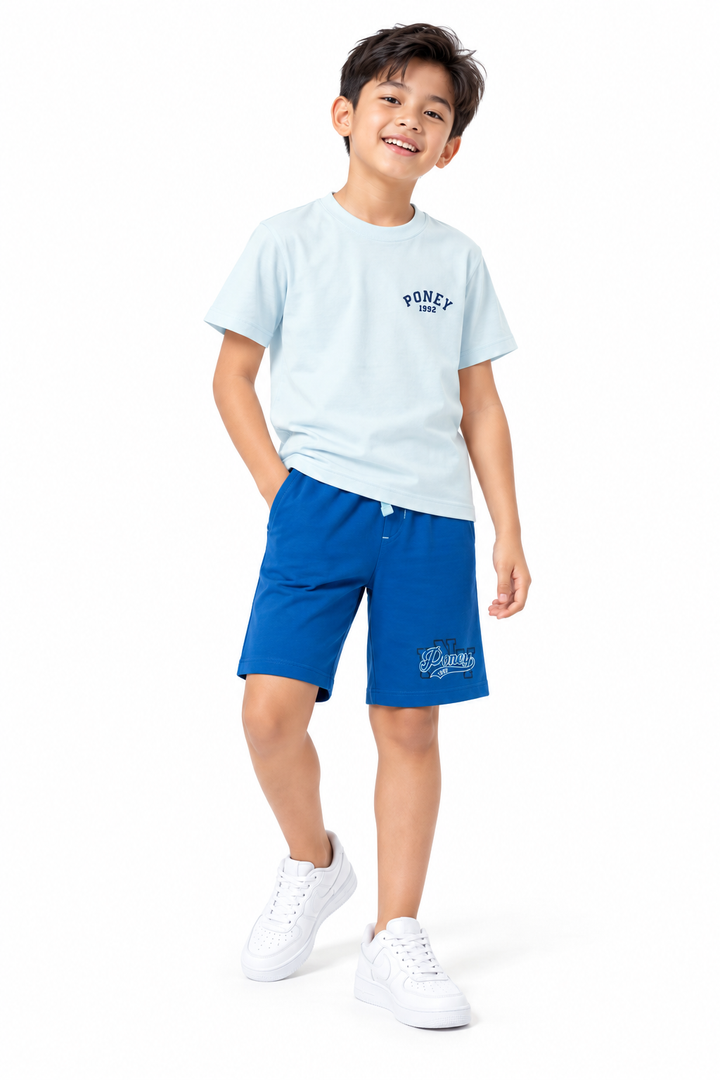 Poney Light Blue Iconic Logo Short Sleeve Tee