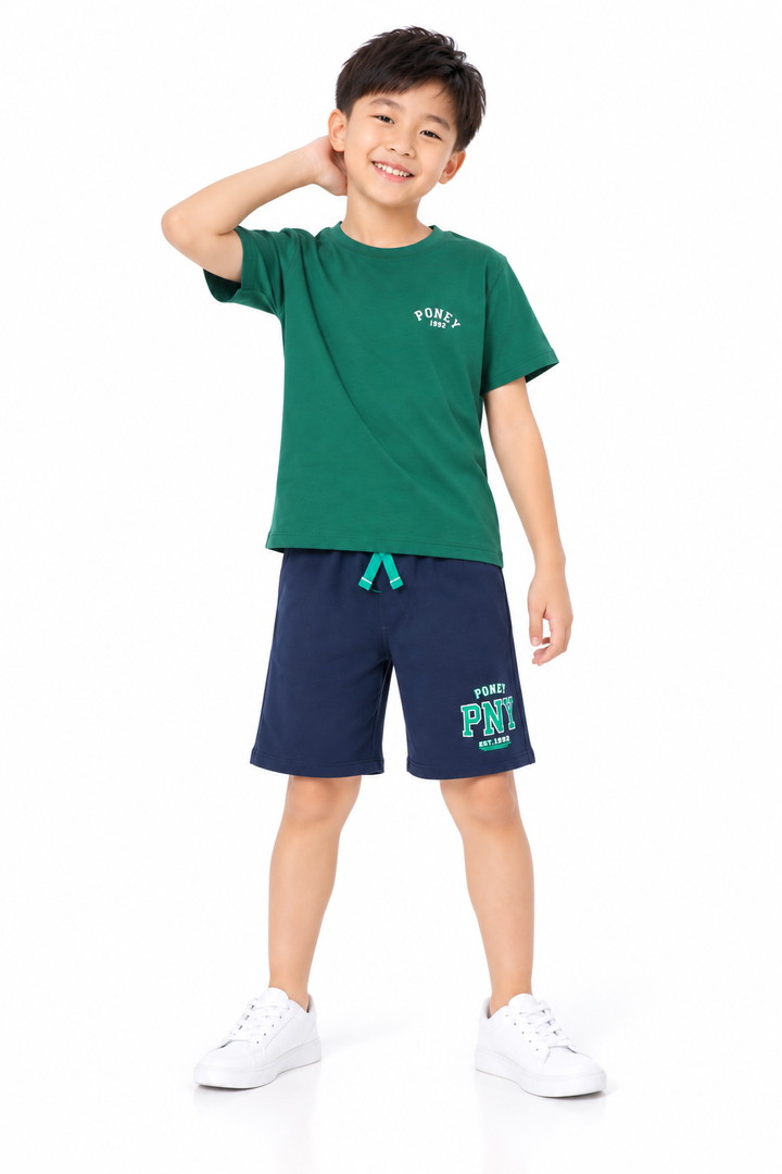 Poney Boys Emerald Green Iconic Logo Short Sleeve Tee