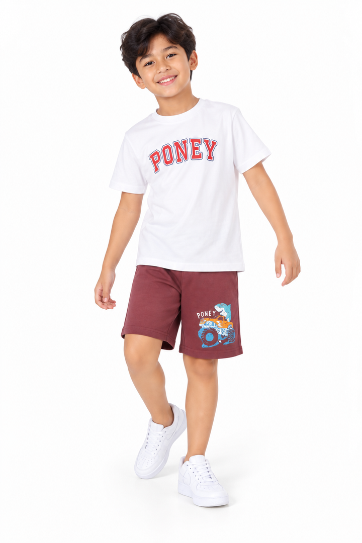 Poney White Branding Logo Short Sleeve Tee