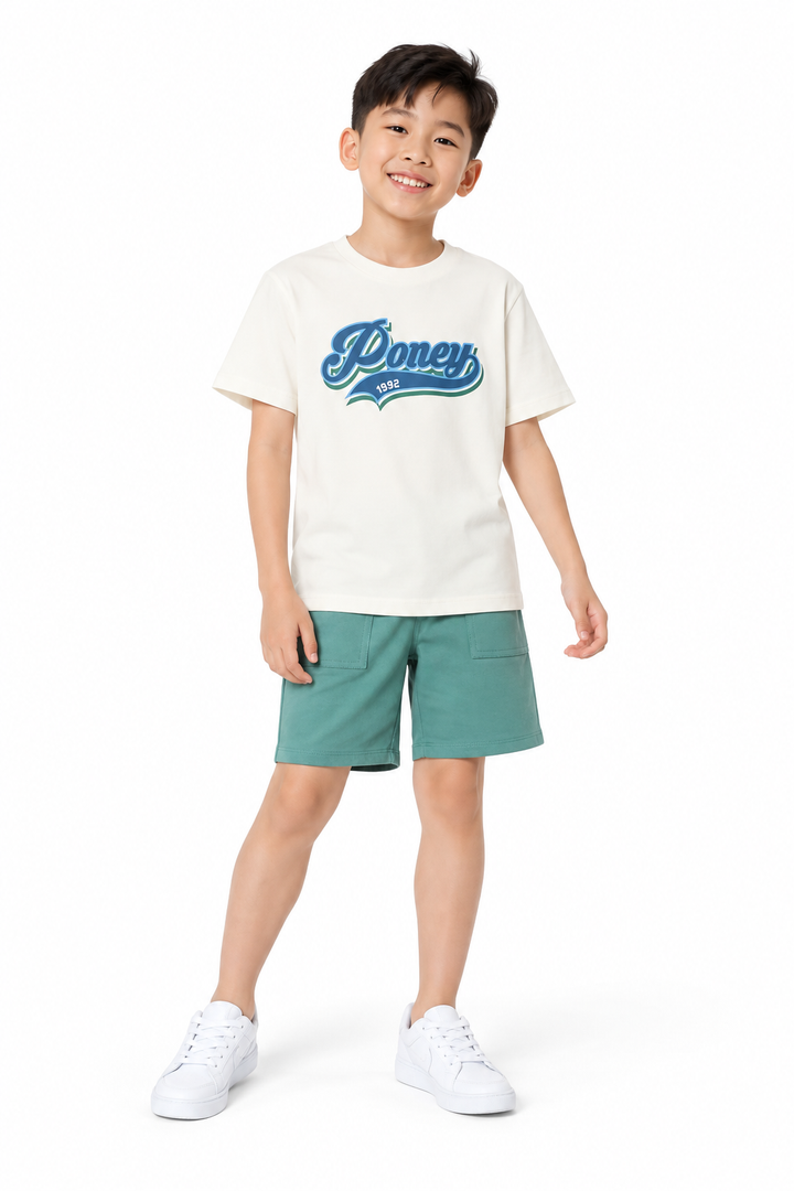 Poney Cream Authentic Logo Short Sleeve Tee