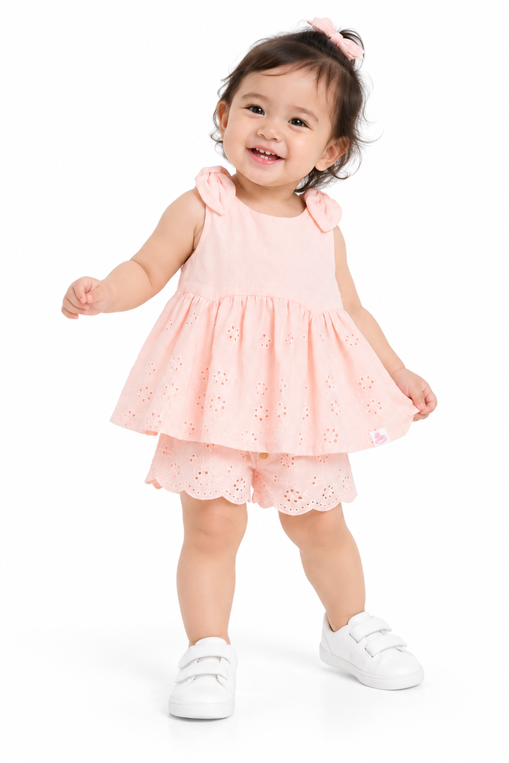 Baby Girl Pink W/Bow On Shoulder (3250498WB)