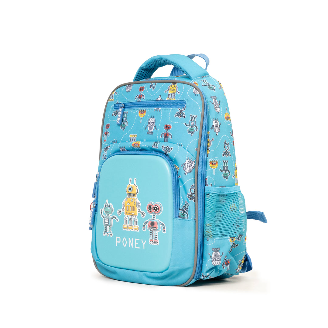 Poney Boys Turquoise Robot Friends 14" Backpack TB024