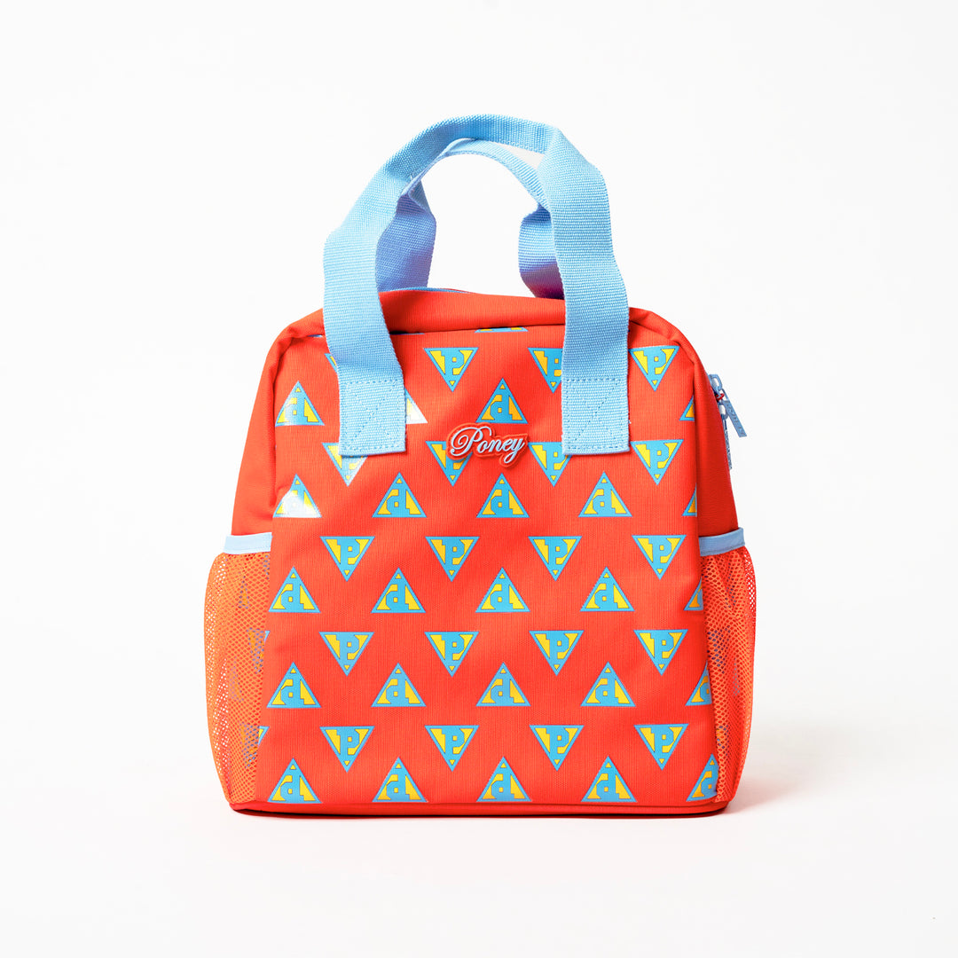 Poney Girls Orange Poney Logo Full Print Single Zipper Lunch Bag TG007