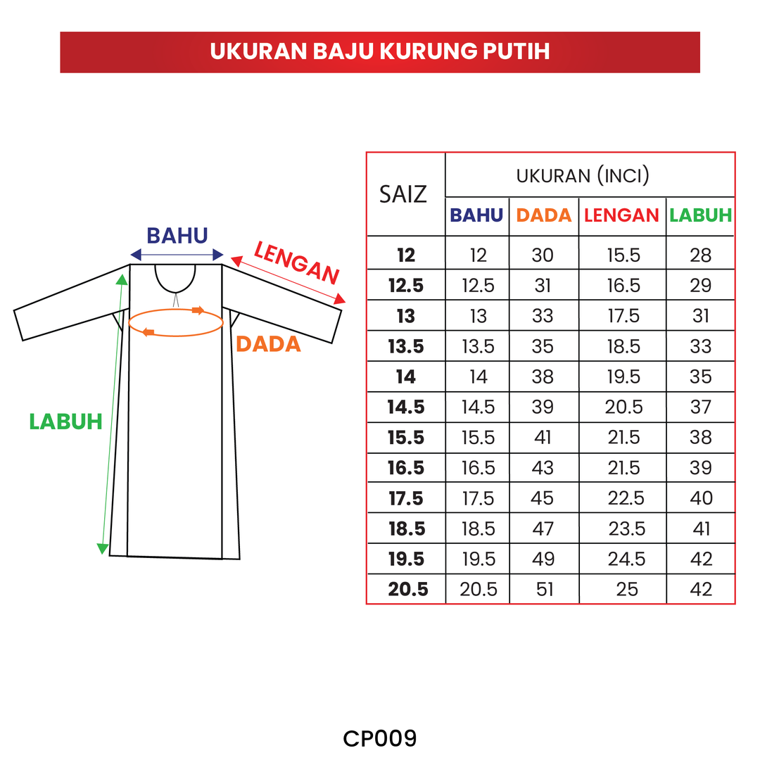 Canggih Girls White School Baju Kurung