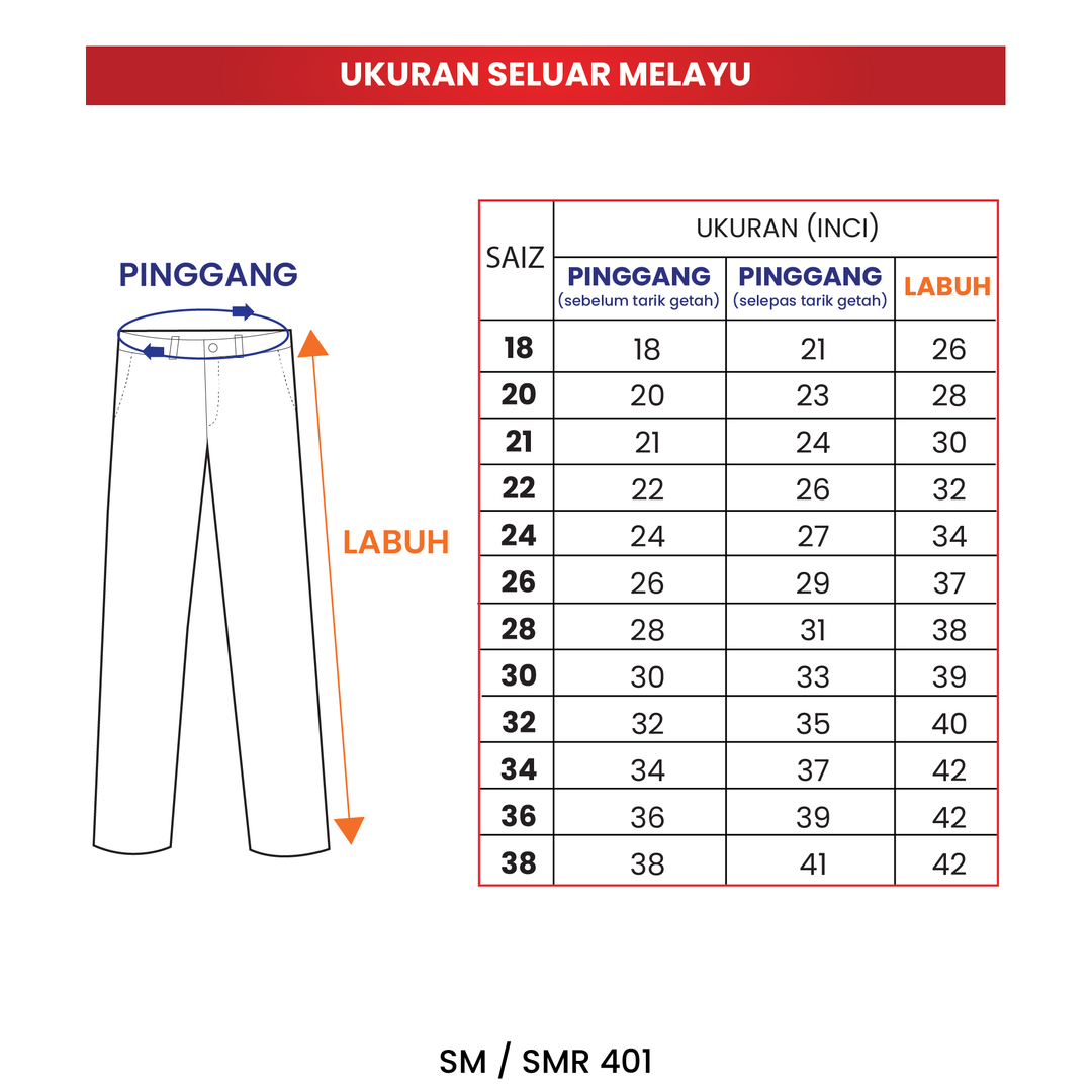 Canggih Boys White School Seluar Melayu