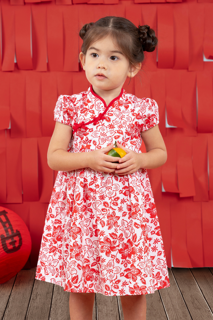 Red Blooming Crimson Sleeve Dress