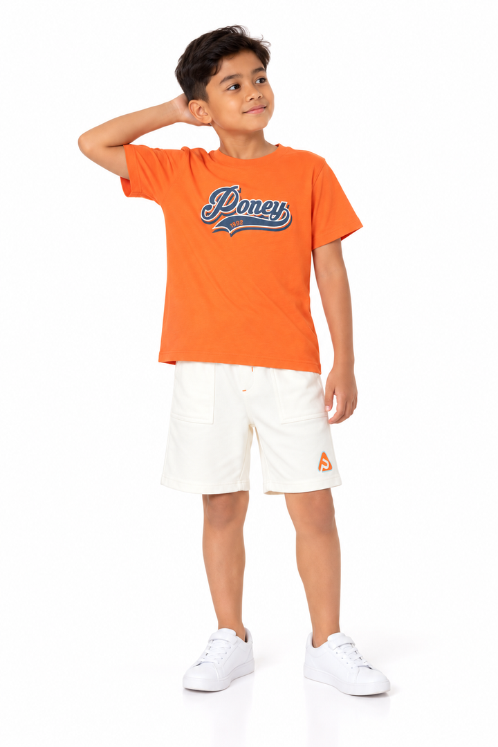 Poney Orange Authentic Logo Short Sleeve Tee