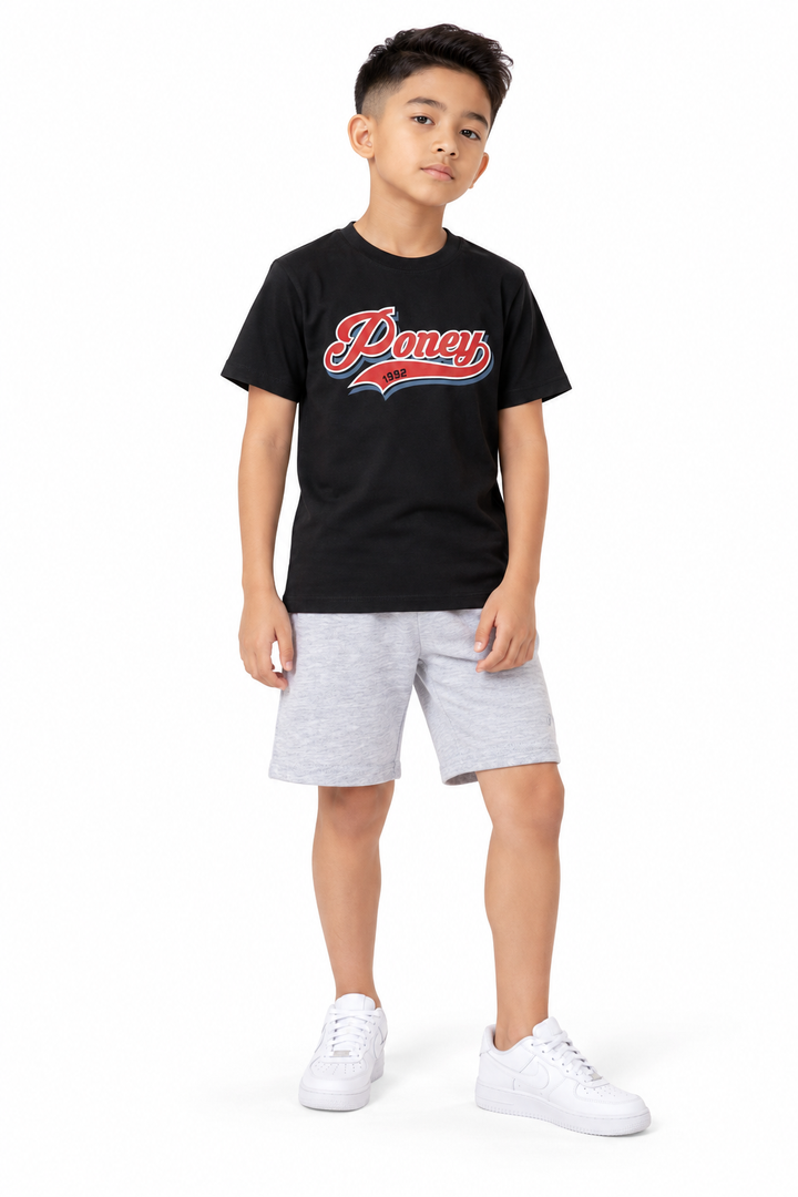 Poney Black Authentic Logo Short Sleeve Tee