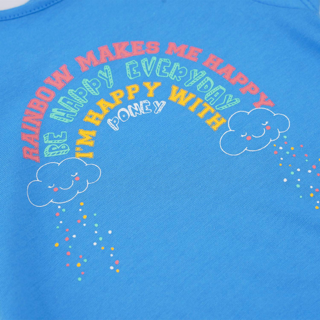 Poney Girls Blue Be Happy Short Sleeve Tee