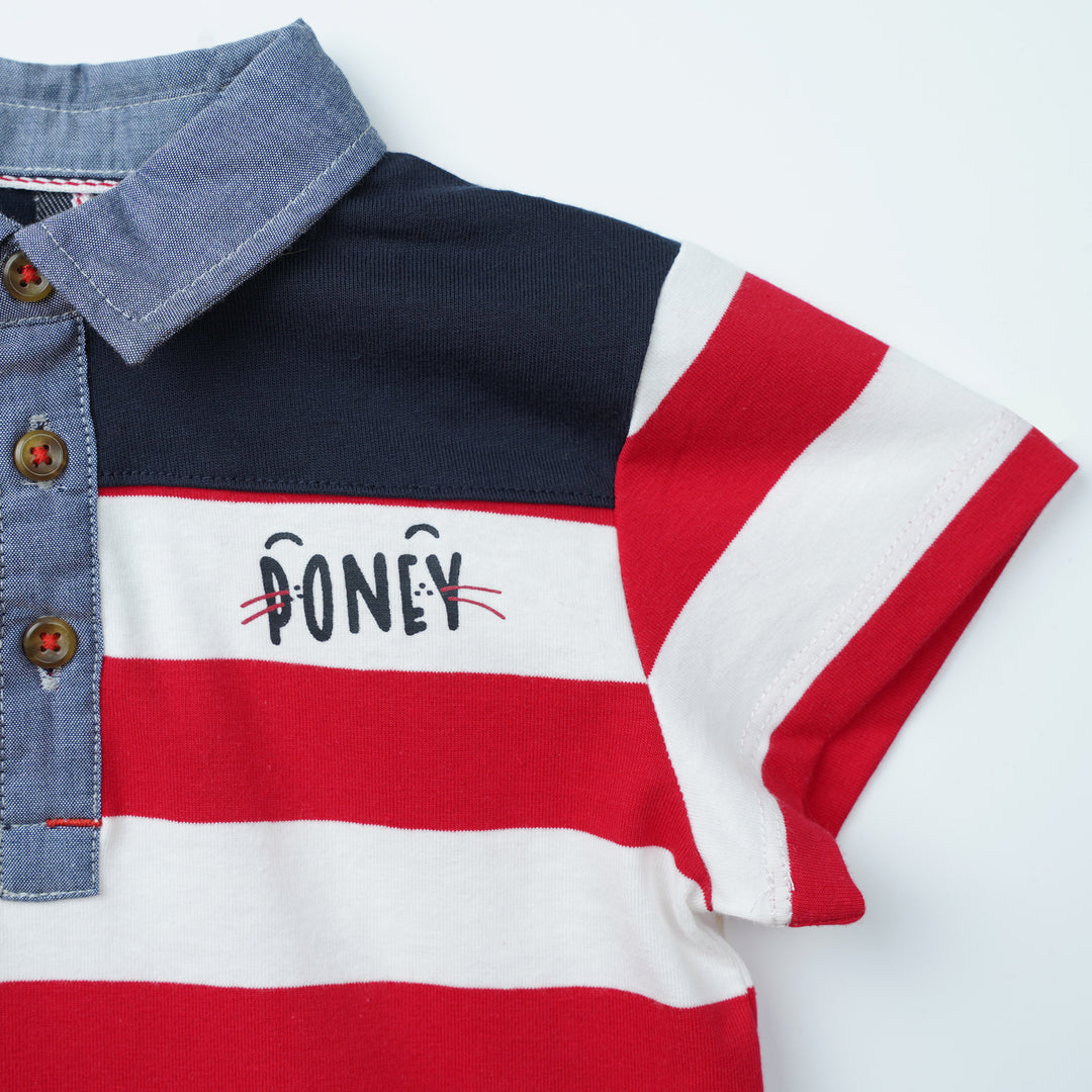 Poney Boys Colour Blocking Short Sleeve Polo