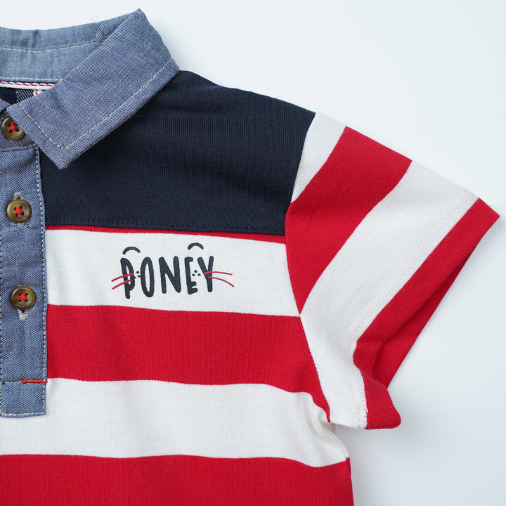Poney Boys Colour Blocking Short Sleeve Polo