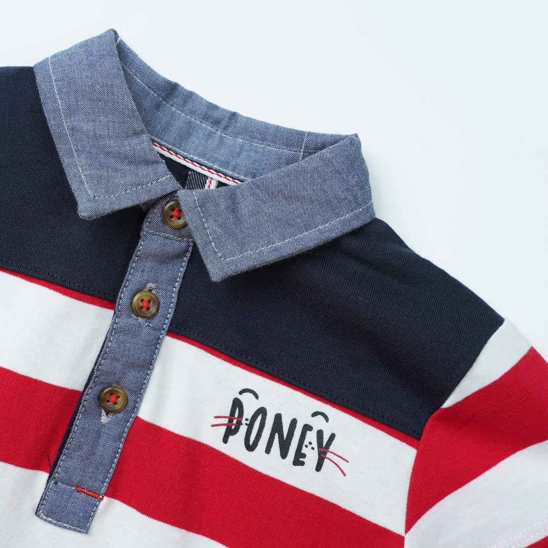 Poney Boys Colour Blocking Short Sleeve Polo