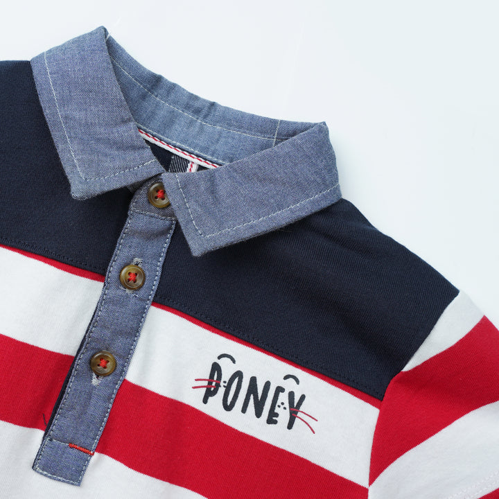 Poney Boys Colour Blocking Short Sleeve Polo