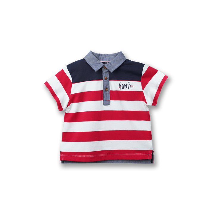 Poney Boys Colour Blocking Short Sleeve Polo