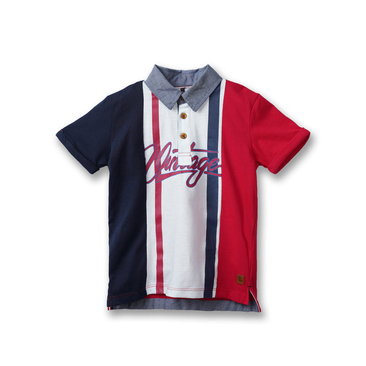 Poney Boys Colour Blocking Short Sleeve Polo