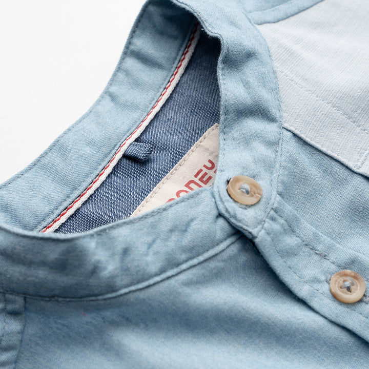 Poney Boys Oversized Henley Collar Short Sleeve Shirt