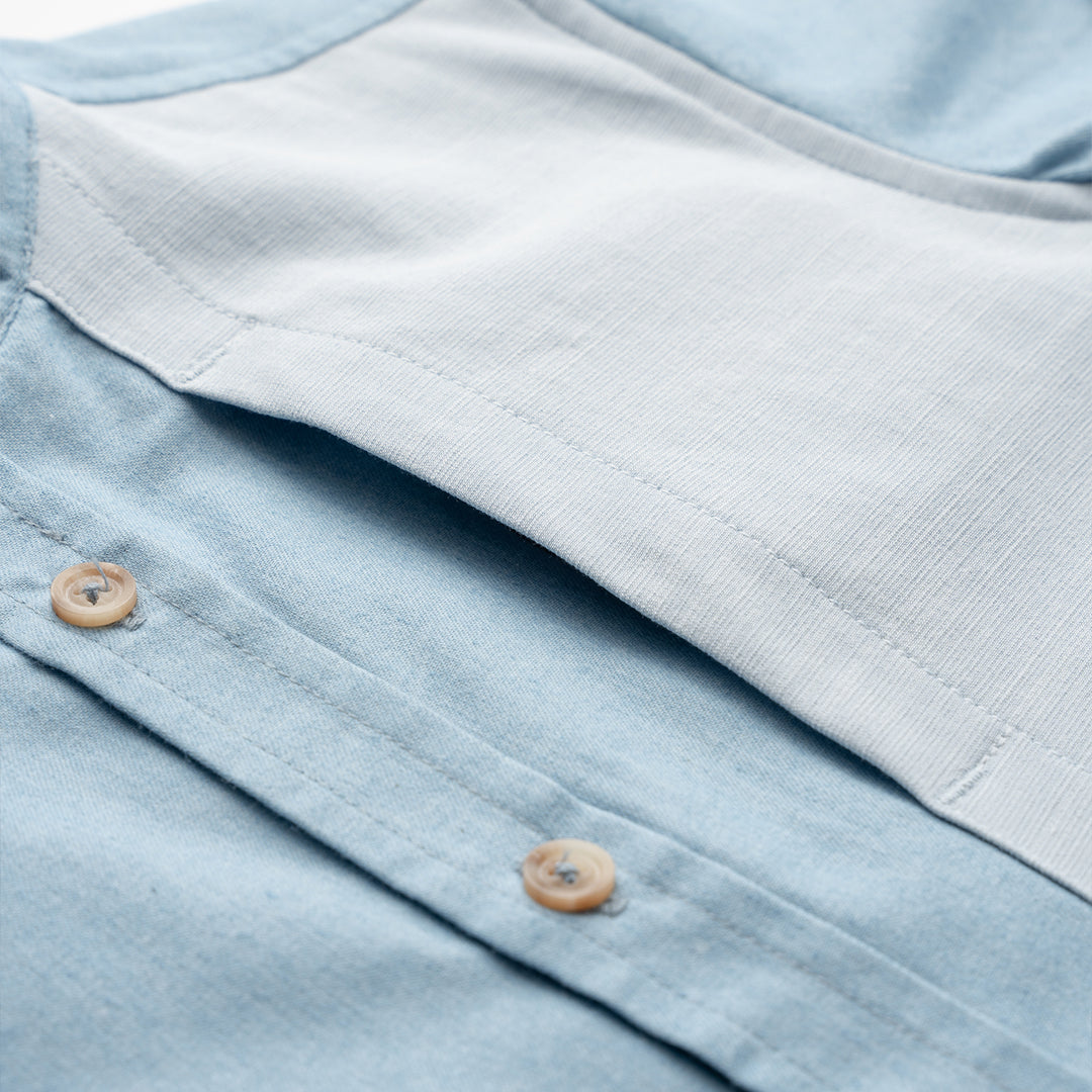 Poney Boys Oversized Henley Collar Short Sleeve Shirt