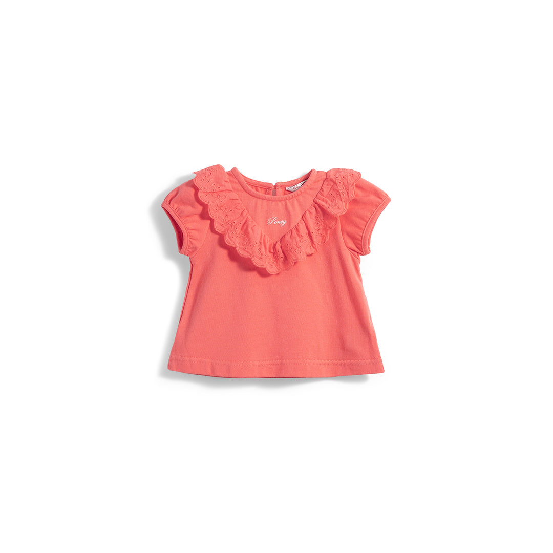Poney Girls Lace Trims Short Sleeve Tee