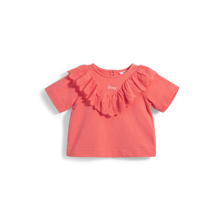 Poney Girls Lace Trims Short Sleeve Tee