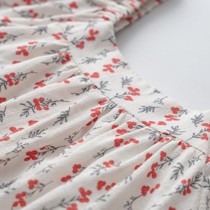 Poney Girls White Floral Printed Dress